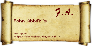Fohn Abbás névjegykártya